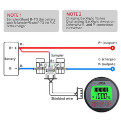 Battery Monitor with Shunt 8-120V 0-500A Voltmeter Ammeter, Voltage Current Mete