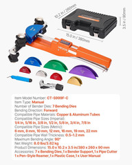 Compact Tubing Bender Kit with 7 Aluminum Dies for HVAC Professionals