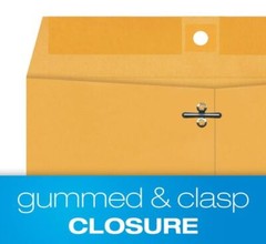 9 x 12 Inches Clasp Envelope with Deep Gummed Flaps 28LB Brown Kraft, See Option