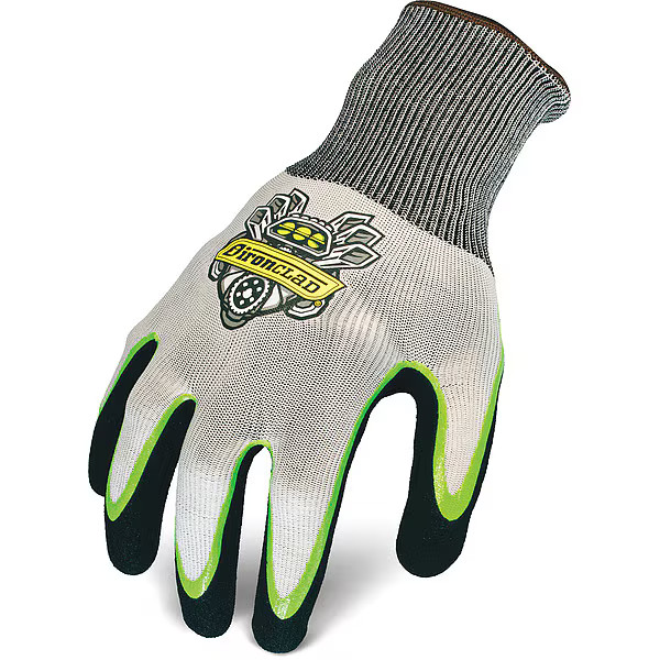Coated Glove, Nitrile, Sandy, Palm, Not Rated Abrasion Level, Black/Gray/White,