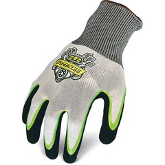 Coated Glove, Nitrile, Sandy, Palm, Not Rated Abrasion Level, Black/Gray/White,