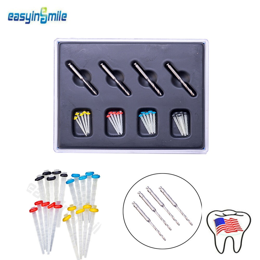 Dental Fiber Post Resin Glass Screw 4 Thread Crown Posts Endodontic Drills 20Pcs