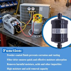 JTMIRA SDML-083S 3/8″ ODS Liquid Line Filter Drier,Refrigerant Black