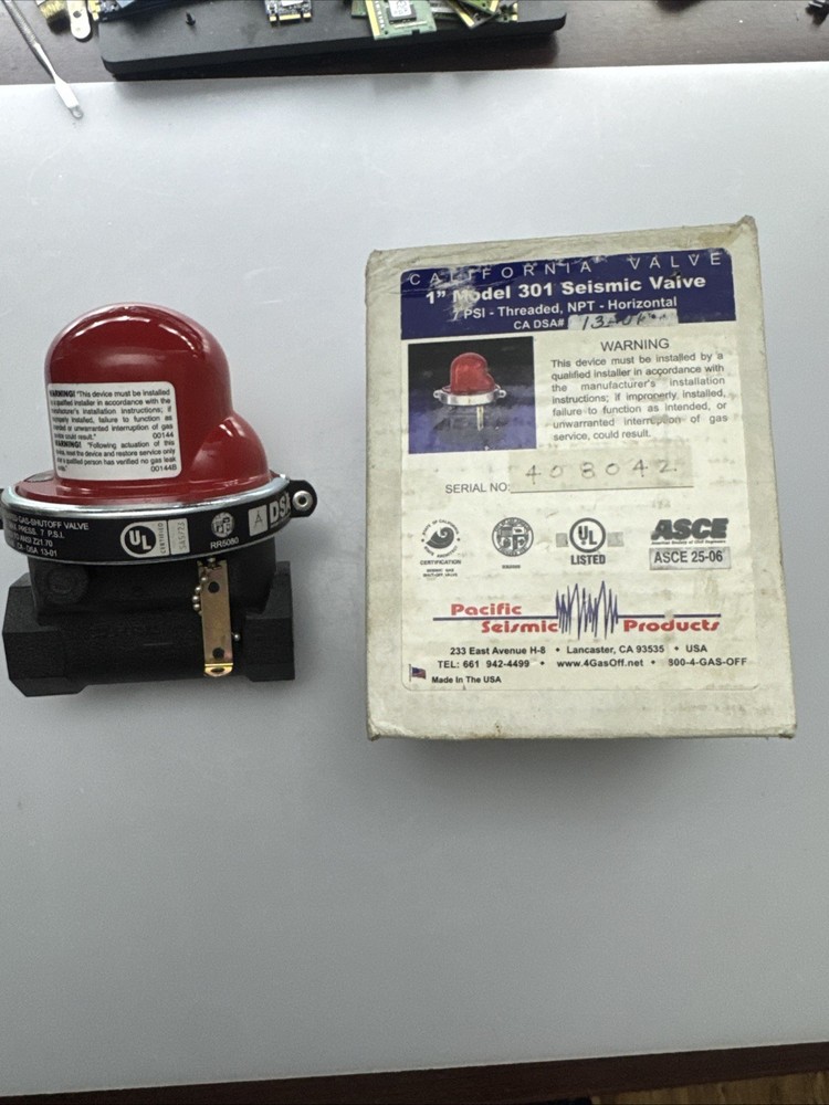 Earthquake Gas Shut-Off Valve Horizontal 301 NPT Series 1″ 7PSI Pacific Seismic