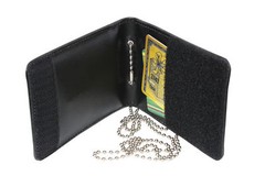 Leather Shield Style Bi-Fold Badge & ID Holder with Neck Chain Rothco 1139