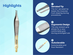 Adson Kocher Forceps with Skin Stopper & Serrated 2×1 Tip ARTMAN