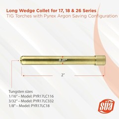 SÜA – Long Wedge Collet for 17, 18 & 26 Series TIG Torches with Argon-Saving.