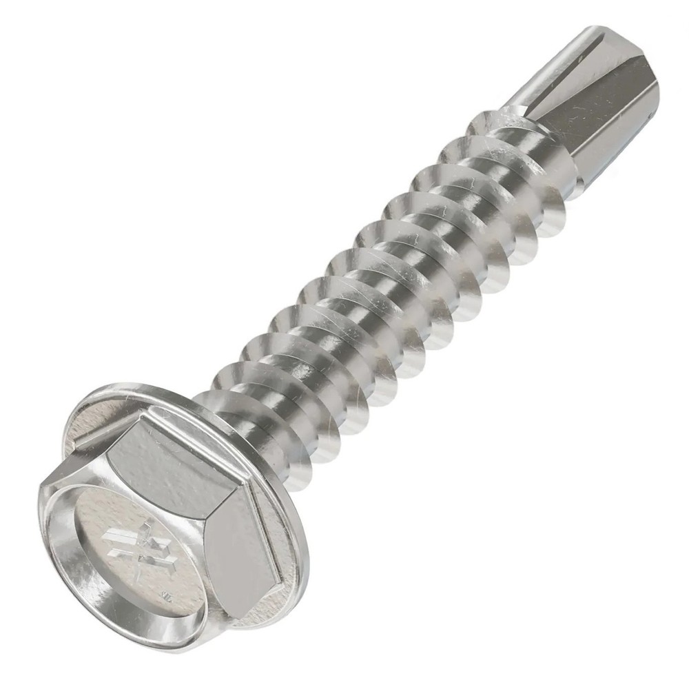 20 pcs Self Drilling TEK Screws 1/4 in x 1-1/4 in Hex Head Stainless Steel