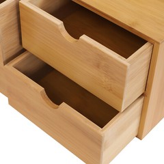 Bamboo Desk Organizer Drawer Tabletop Storage Organization Box Home