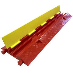 2 Channel Plastic Cable Protector Ramp for up to 1.25″ OD Hose – Yellow/Orange