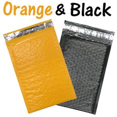 4 Sizes Orange, Black Poly Bubble Mailer Combo, Fall Holiday NEW Padded Envelope
