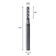 10Pcs 4 Flute 3/32″ x 1/8″ x 3/8″ x 1-1/2″ End Mills Solid Carbide AlTiN Coated