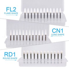 Dental White Polishing Stone Flame Cone Round/Ceramic Diamond Grinding Burr Bur