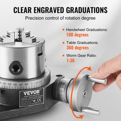 VEVOR Rotary Table for Milling Machines 4” Horizontal Vertical with 3-Jaw Chuck