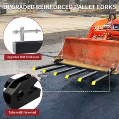 Skid Steer 21″ Fork Length Debris Clamp-On Forks 4000LBS for 60-Inch Buckets