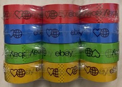 12 ROLLS – eBay Packaging Tape – Red, Blue, Green, and Yellow, 75 Yards Per Roll