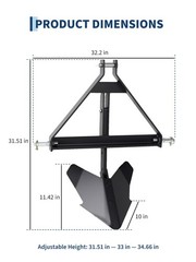 Heavy Duty Middle Buster Plow for Category 1, 3-Point Quick Hitch Tractors