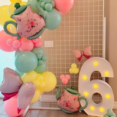 Teapot Balloon 4 Pieces 22inch Pink Green Teapot Mylar Foil Mylar Balloons for