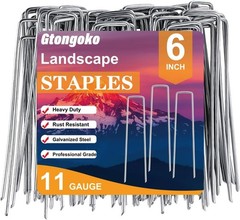 120 Pack Landscape Staples 6 Inch, 11 Gauge Heavy Duty Galvanized Garden Stak…