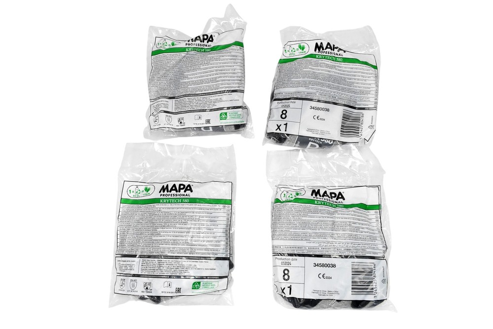 MAPA Professional Krytech 580 Cut Resistant Gloves Size 8 Lot of 4 Safety Work