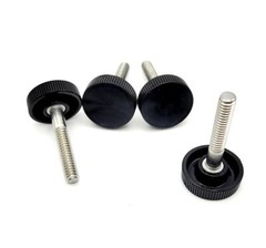 1/4″-20 x 1 1/2″ Knurled Thumb Screw Bolts Stainless Steel Black Round Knob