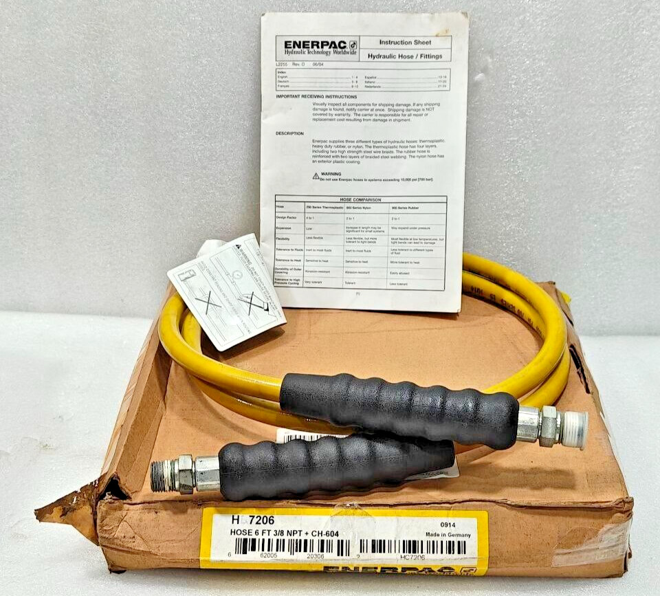 Enerpac HC7206 Hose 6 FT 3/8 NPT + CH-604 700 Bar 10000 PSi New Fast Shipping