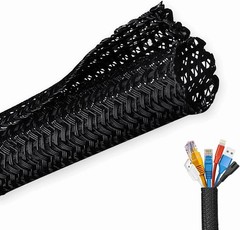 Split Braided Cable Sleeve Nylon Self Wrap Wire Loom Cord Management Protector