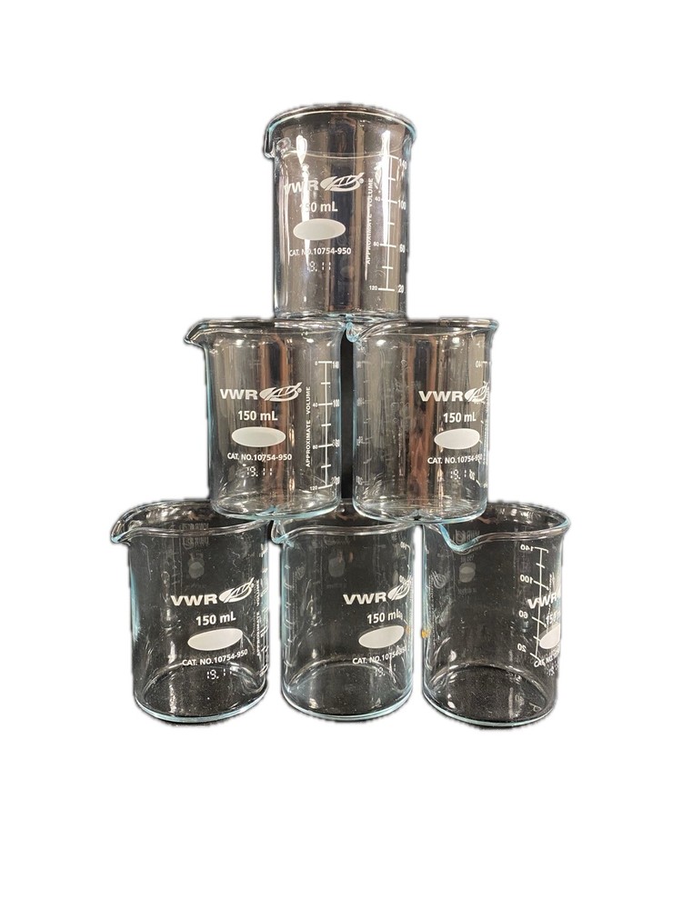 VWR 150mL Low Form Griffin Glass Graduated Beaker Standard 6PK 10754-950