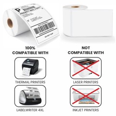 CEPRICO 4”x 6” Direct Thermal Shipping Labels – 1 Roll (220 6”, White
