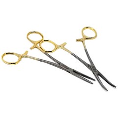 Kelly Hemostat Locking Forceps Straight + Curved 5.5″ Surgical Instruments-GOLD