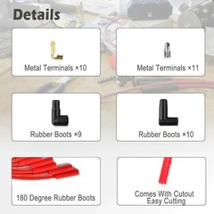 Universal Spark Plug Wire Set 8.5Mm Spark Plug Wires with Red HEI Straight Boot