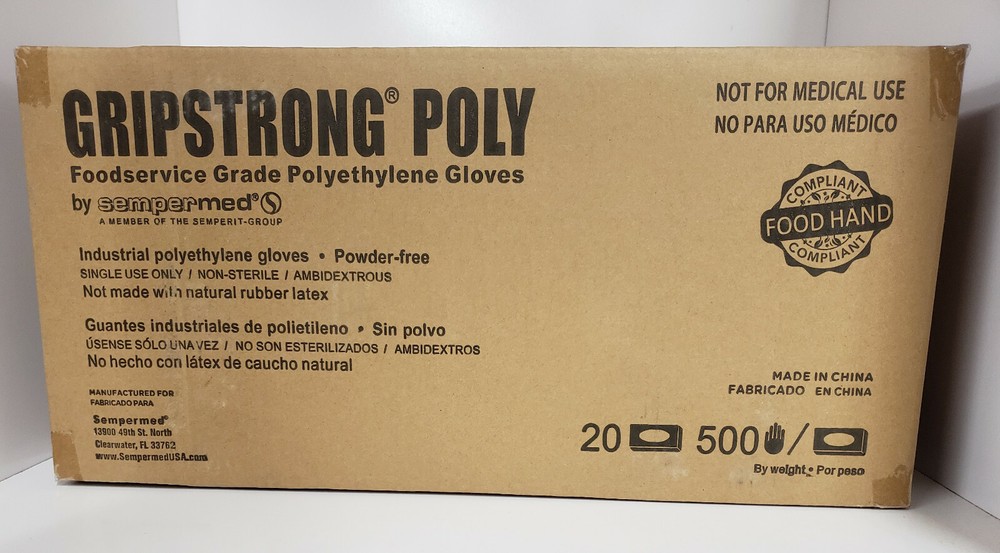 Foodservice Grade Polyethylene Gloves Full case of 10,000No powder Polyethylene