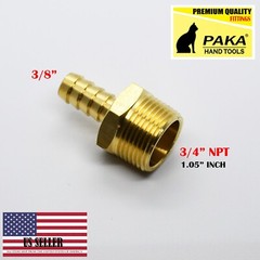 3/8″ Hose Barb x 3/4″ Male NPT Brass Adapter Threaded Fitting, Fuel/Water/Air
