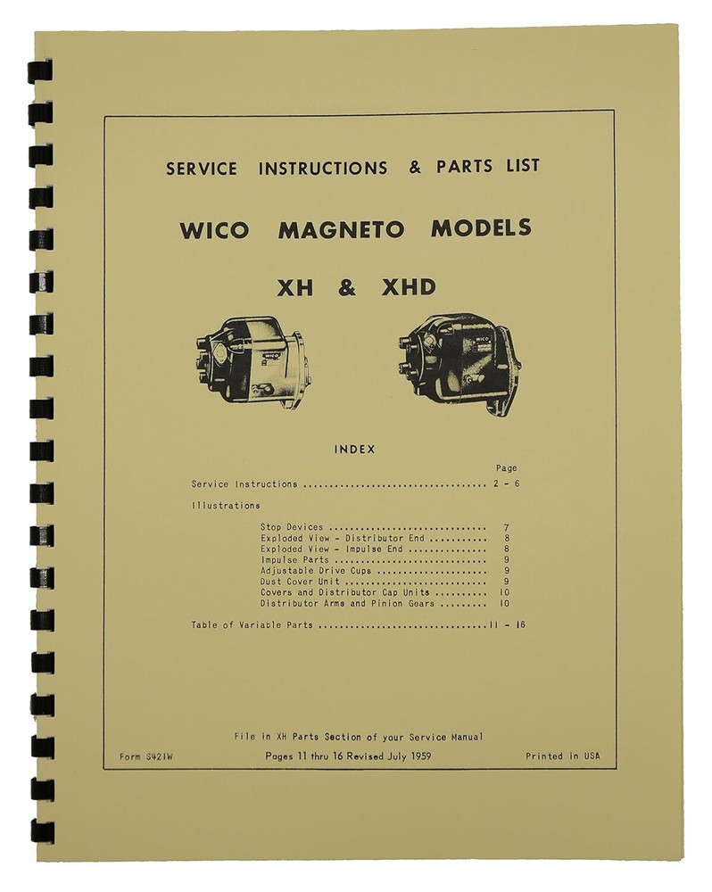 WICO Magneto Service Manual Instructions & Parts List