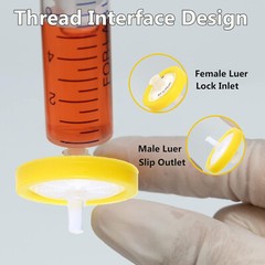 Nylon Syringe Filter 0.45μm Pore Size 25mm Diameter No Sterile Hydrophilic
