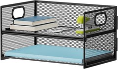 Elegant Black Mesh 2-Tier Letter Tray – Perfect for Home Office Organization