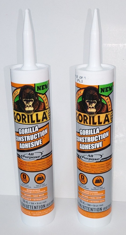 Gorilla All Purpose 9 oz Construction Adhesive Cartridge Tube White 2 Pack