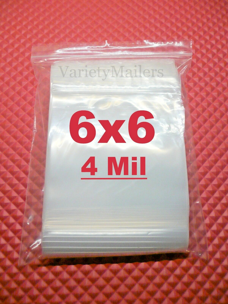 100 Resealable Storage Bags 6”x 6” Clear 4 Mil Thick Food Grade Zip-Top Bags