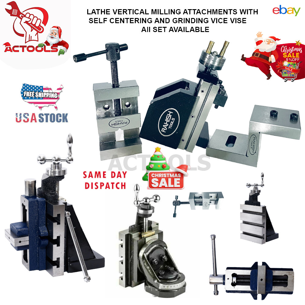 Lathe Vertical Milling Attachments With Self Centering And Grinding Vice Vise US