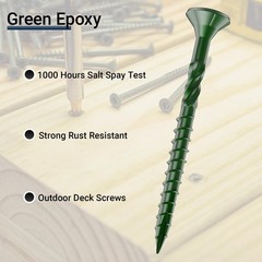 Deck Screws 3 Inch, #10 x 3, 5lb, Rust Resistant, Green Epoxy Coated, Outdoor…