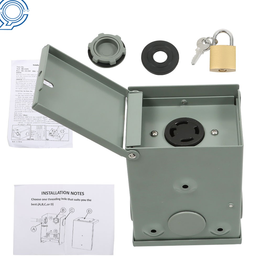 NEMA L14-30R Power Outlet Box 125/250 Volt 30 Amp Generator Power Outlet Box