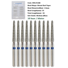 Multi-Use Dental Diamonds Bur Chamfer FG 850/016M Round End Taper Medium Grit