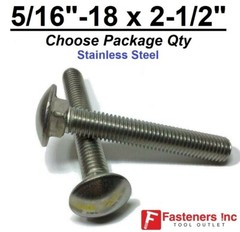 5/16-18 x 2-1/2″ Stainless Steel Round Head Carriage Bolt “Coach Screws”