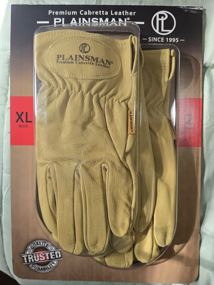 Plainsman Premium Cabretta Leather Gloves All-Purpose 2 Pairs , S, M, L, XL