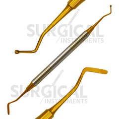 3 Pcs Dental Composite Filling Instrument Ball Tip Burnisher Flat Spatula Gold