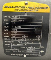 Baldor-Reliance VL3514 Industrial AC Motor 1.5HP 1725RPM 1-Ph (R109)