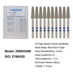 Dental Zirconia Diamond Burs FG Round End Taper Cylinder Football Fine Medium