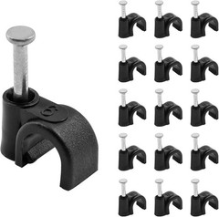 100pcs 1/4″ / 6mm Half Clamp J-Hook with Nail, Nail in Cable Clips Ethernet