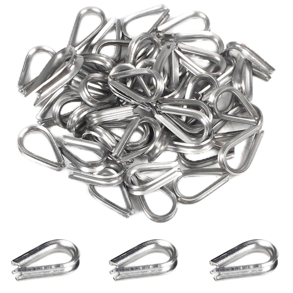 50 Pcs 1/16″ M2 Stainless Steel Wire Rope Thimbles for Cable Rope Thimble Rigg