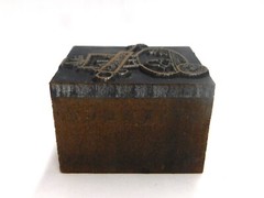 Vintage Letter Press Stamp Print Block Medical Themed Copper & Wood